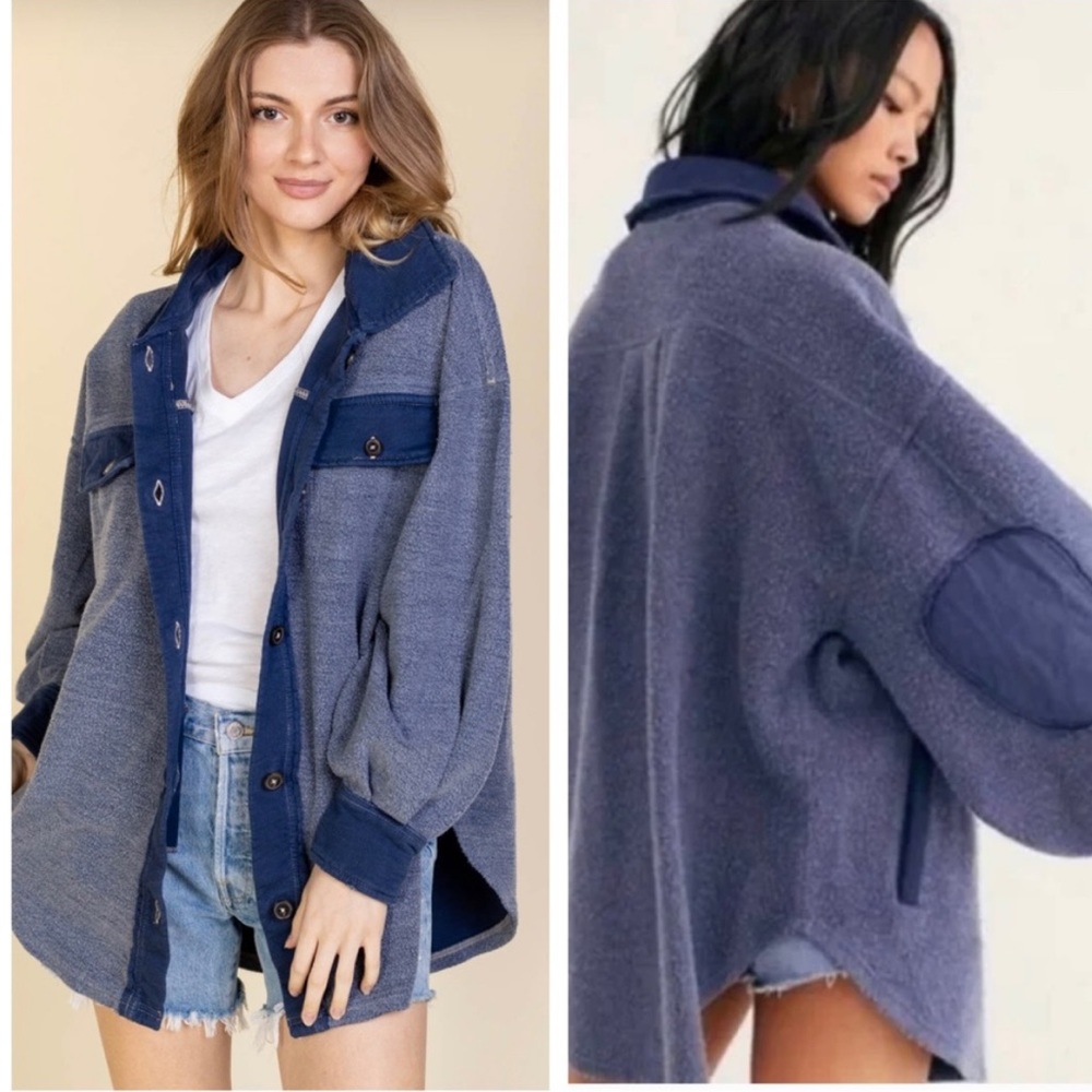 Free People Button Front Blue Ruby Jacket - image 5